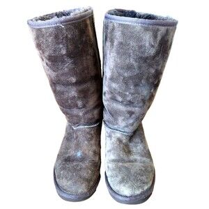 UGG Boots Classic Tall Women's Chocolate Brown Suede Leather Sheepskin Sz 6